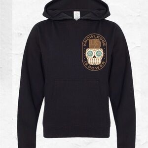 Black Hoodie with Skull Design Knowledge is Power